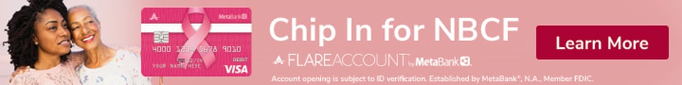 Pink card banner Chip in for Charity