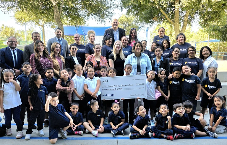 check presentation to Fenton Primary Charter School