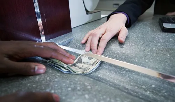withdrawing cash from a debit card